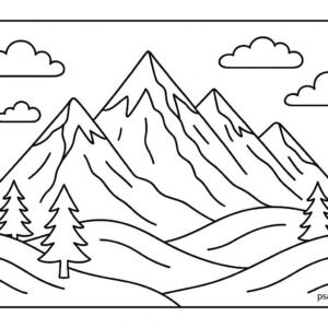 Mountain Landscape Colouring Page