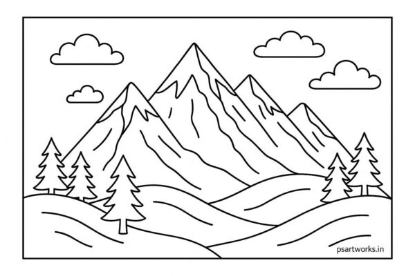 Mountain Landscape Colouring Page