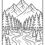 Mountain Landscape Colouring Page