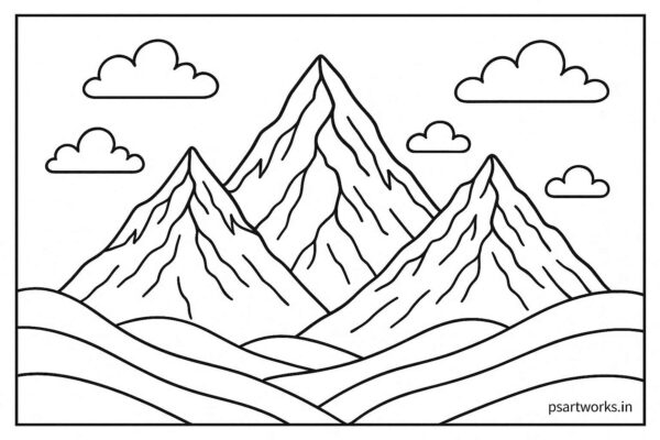 Mountain Landscape Colouring Page