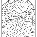 Mountain Landscape Colouring Page