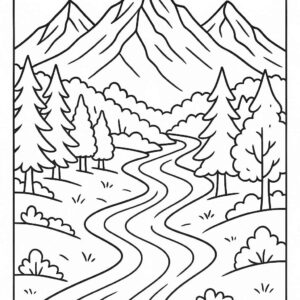 Mountain Landscape Colouring Page