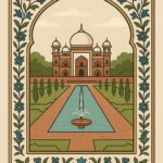 Mughal Garden Frame Art Illustration
