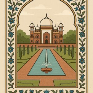 Mughal Garden Frame Art Illustration