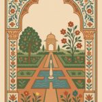 Mughal Garden Frame Art Illustration