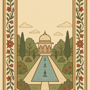 Mughal Garden Frame Art Illustration