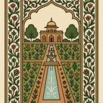 Mughal Garden Frame Art Illustration