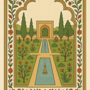 Mughal Garden Frame Art Illustration