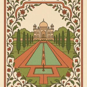 Mughal Garden Frame Art Illustration