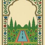 Mughal Garden Frame Art Illustration