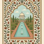 Mughal Garden Frame Art Illustration