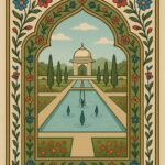 Mughal Garden Frame Art Illustration