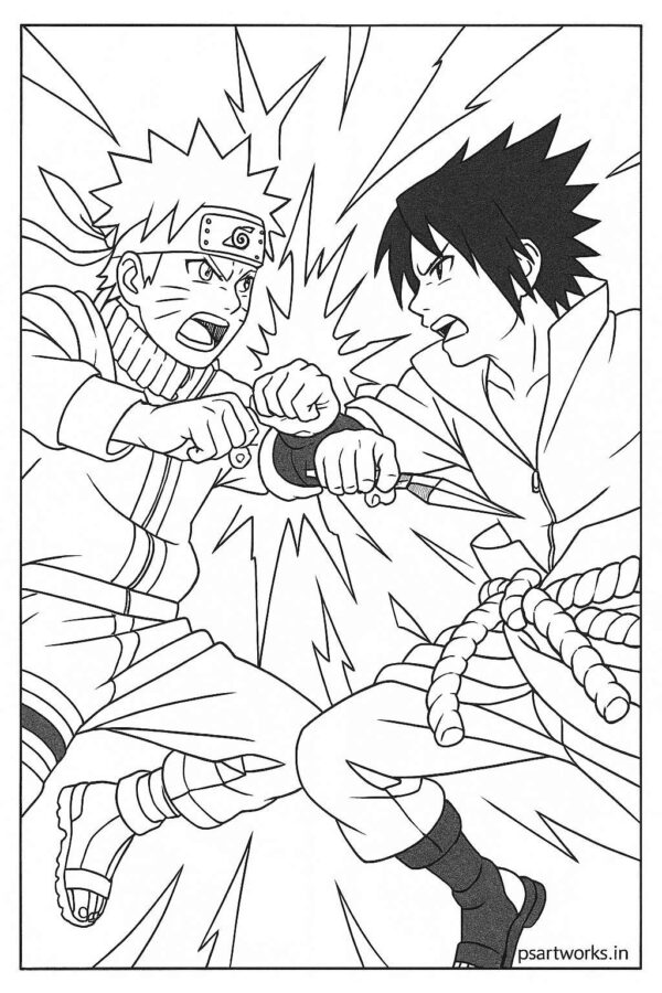 Naruto Fight Scene Coloring Page