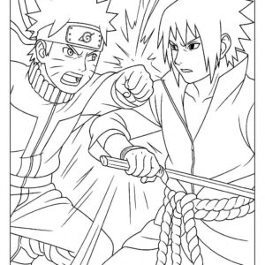 Naruto Fight Scene Coloring Page