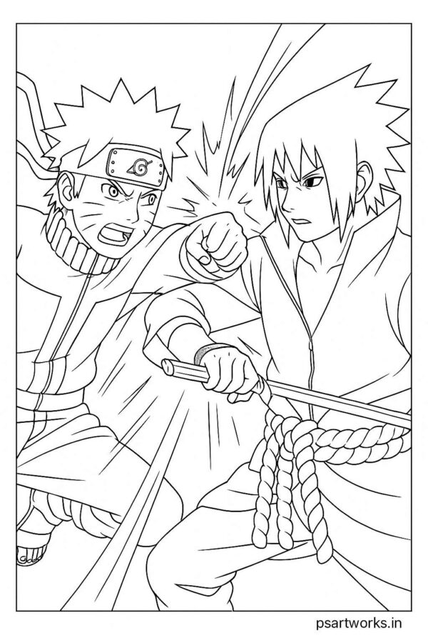 Naruto Fight Scene Coloring Page