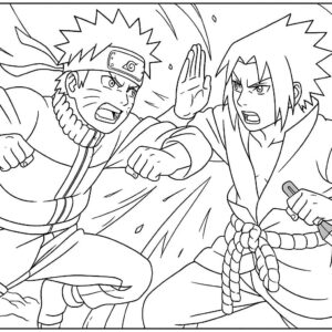 Naruto Fight Scene Coloring Page