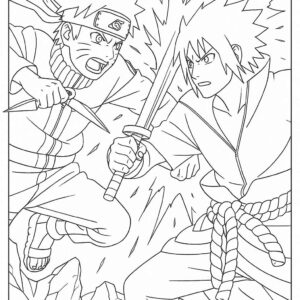 Naruto Fight Scene Coloring Page