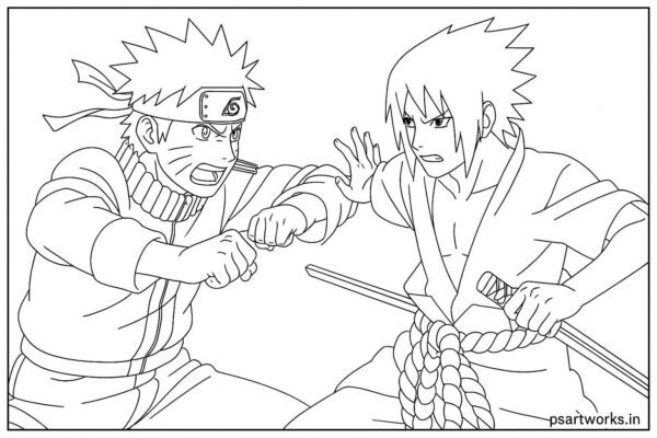 Naruto Fight Scene Coloring Page