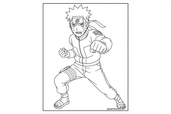 Naruto Fight Scene Coloring Page