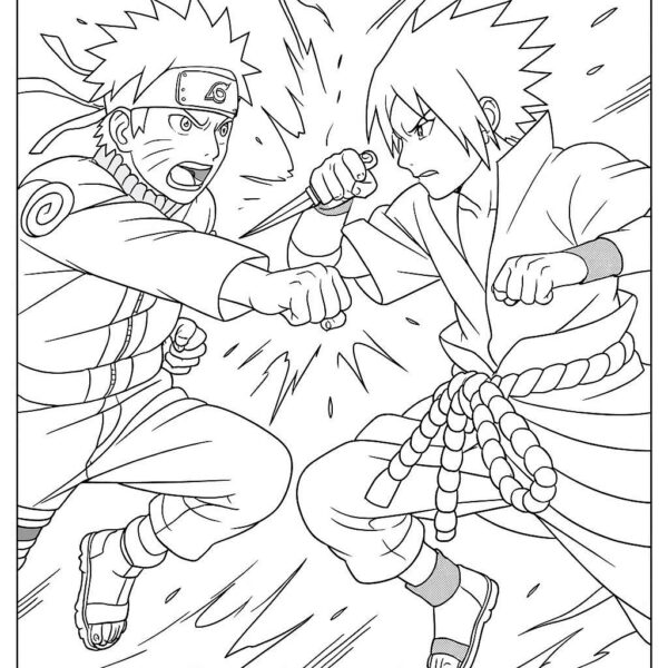 Naruto Fight Scene Coloring Page