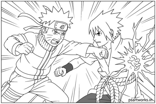 Naruto Fight Scene Coloring Page