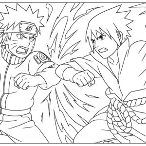Naruto Fight Scene Coloring Page