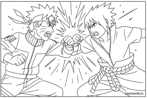 Naruto Fight Scene Coloring Page