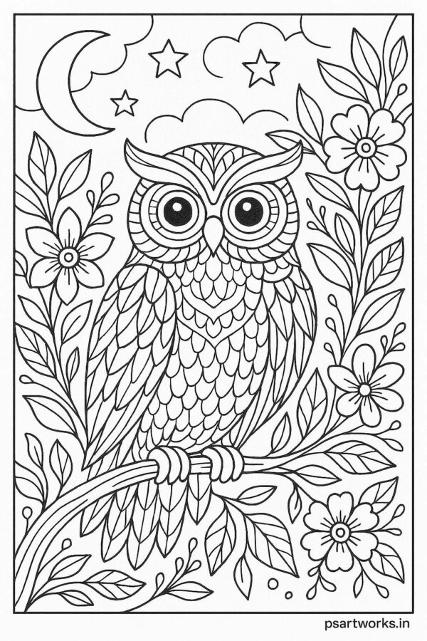 Owl perched on a tree branch