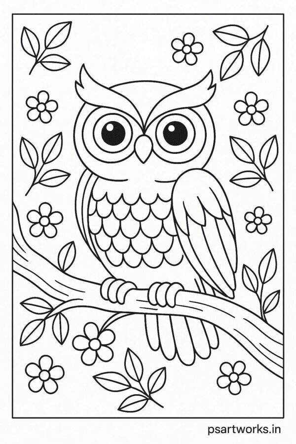 Owl perched on a tree branch