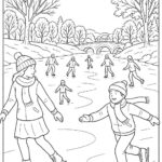 People skating on frozen river