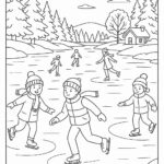 People skating on frozen river