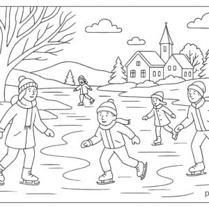 People skating on frozen river