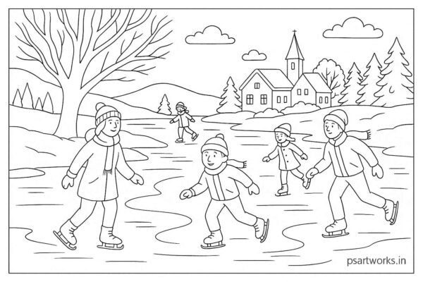 People skating on frozen river