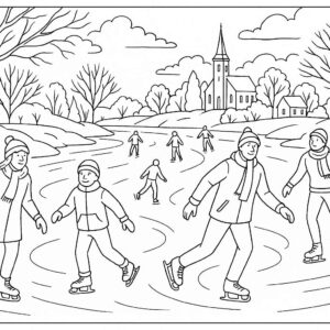 People skating on frozen river