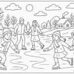 People skating on frozen river