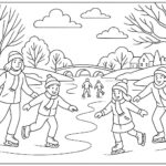 People skating on frozen river