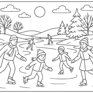 People skating on frozen river