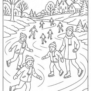 People skating on frozen river