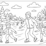 People skating on frozen river