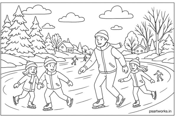 People skating on frozen river