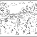 People skating on frozen river