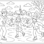 People skating on frozen river