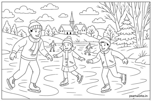 People skating on frozen river