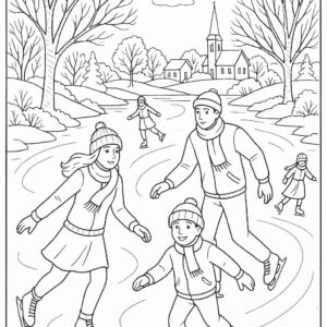 People skating on frozen river