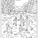 People skating on frozen river