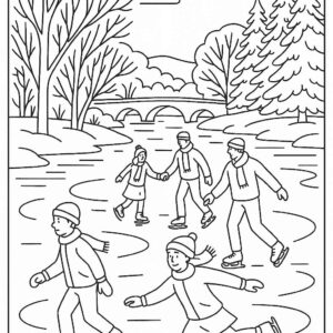 People skating on frozen river