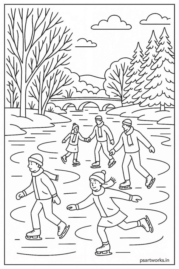 People skating on frozen river