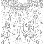 People skating on frozen river