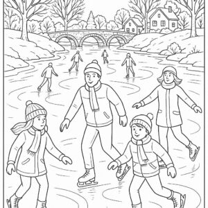 People skating on frozen river