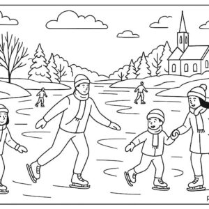 People skating on frozen river